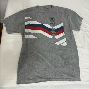 Fila Gray and Red Short Sleeve Tee with Sporty Design